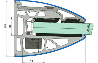 Профиль крепления стеклянного козырька AL в комплекте анод
