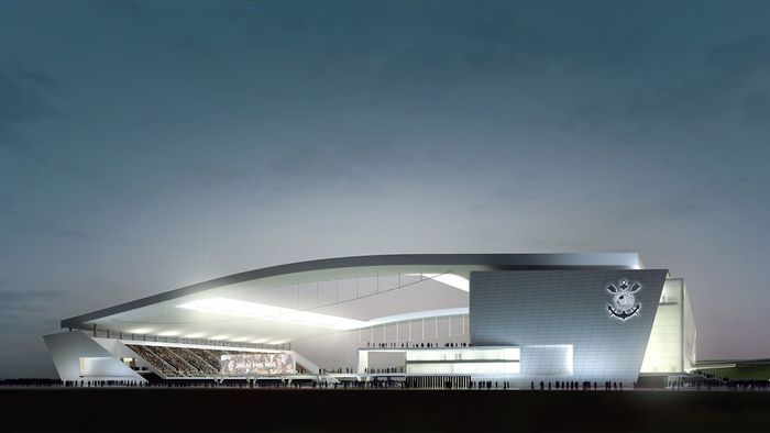 Фото: Arena Corinthians, Сан–Паулу, Бразилия с просветленным стеклом Planibel Crystalvision от  AGC*